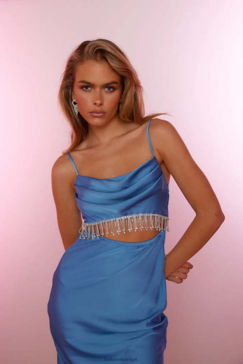 kleding Hello Molly Sparkle by you midi-jurk blauw XR2L5214