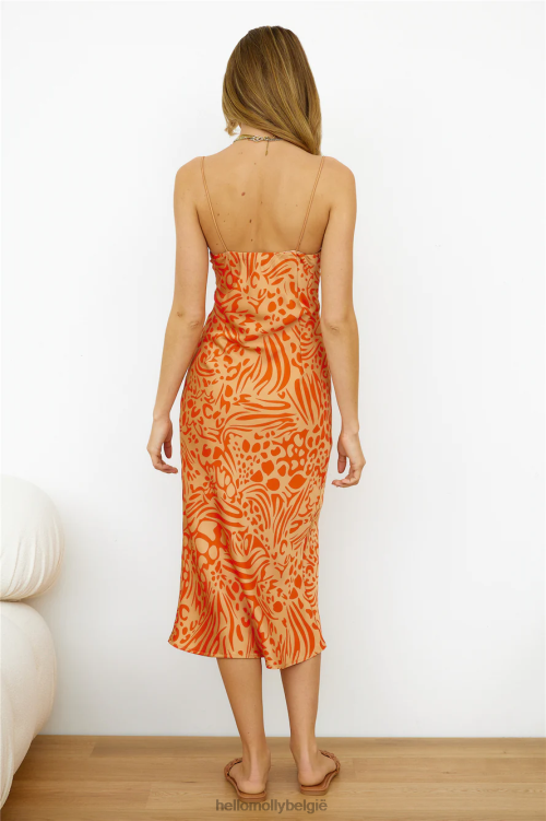 kleding Hello Molly Sunday Escape midi-jurk oranje XR2L5269