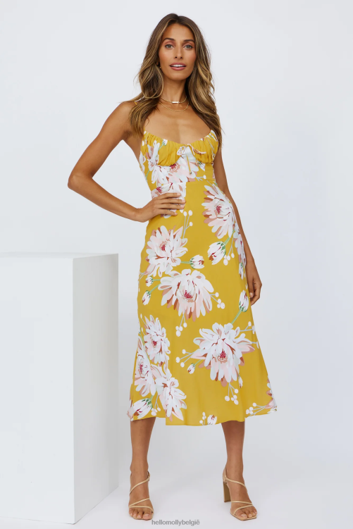 kleding Hello Molly Sunshine Walks midi-jurk geel XR2L4237