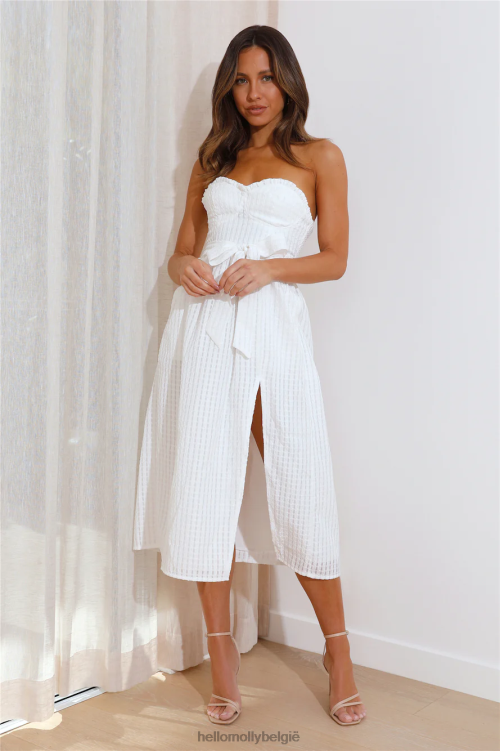 kleding Hello Molly Winery Tour midi-jurk wit XR2L3841
