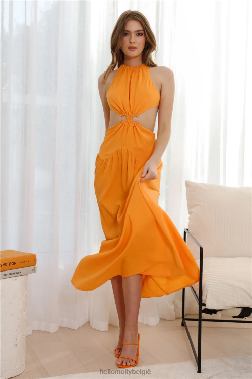 kleding Hello Molly aangename living midi-jurk oranje XR2L5442