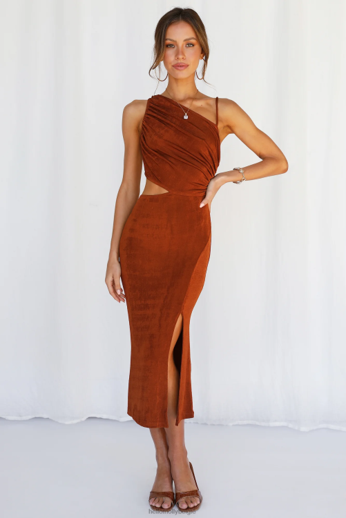 kleding Hello Molly block it out midi-jurk roest XR2L3414