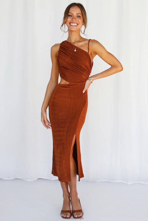 kleding Hello Molly block it out midi-jurk roest XR2L3414