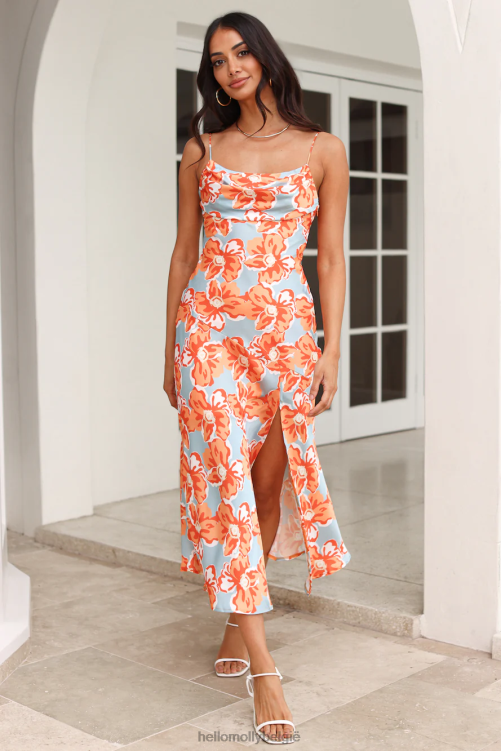 kleding Hello Molly blooming now midi-jurk oranje XR2L5281