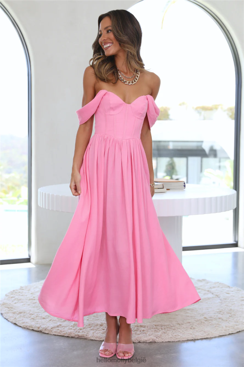 kleding Hello Molly by the villa midi-jurk roze XR2L3842