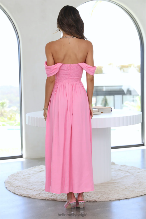 kleding Hello Molly by the villa midi-jurk roze XR2L3842