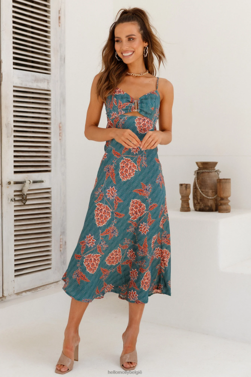 kleding Hello Molly cocktailliefhebber midi-jurk groenblauw XR2L3921