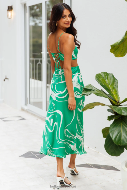 kleding Hello Molly denk nog steeds aan je midi-jurk groen XR2L5023