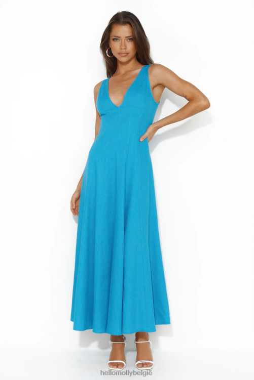 kleding Hello Molly dusk soiree midi-jurk blauw XR2L5084