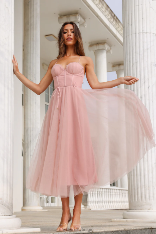 kleding Hello Molly dwalen in de lichte tule midi-jurk blush XR2L4005