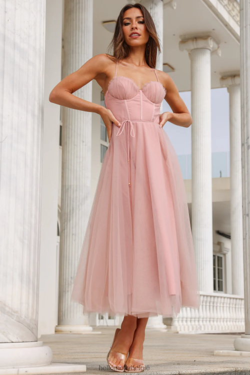 kleding Hello Molly dwalen in de lichte tule midi-jurk blush XR2L4005