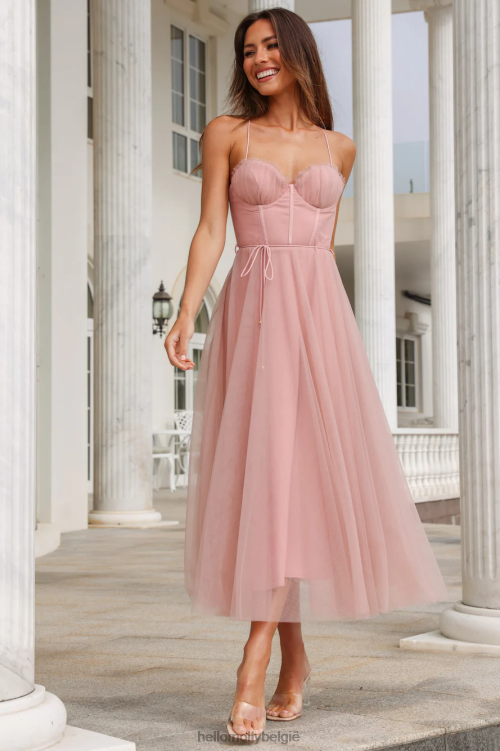 kleding Hello Molly dwalen in de lichte tule midi-jurk blush XR2L4005
