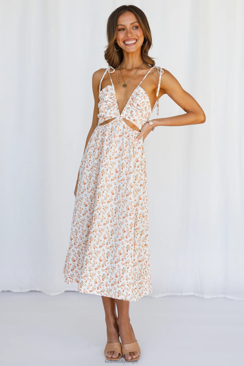 kleding Hello Molly eenvoudige en lieve midi-jurk oranje XR2L3818