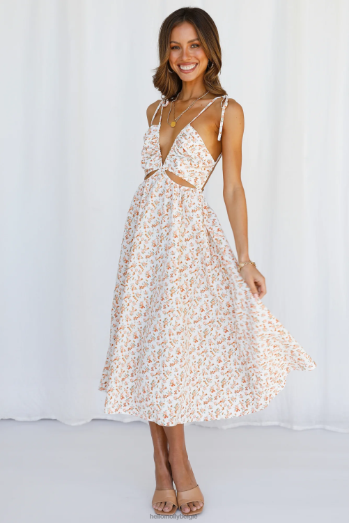 kleding Hello Molly eenvoudige en lieve midi-jurk oranje XR2L3818