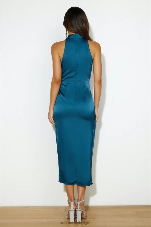 kleding Hello Molly events on hoge satijnen midi-jurk blauw XR2L3964