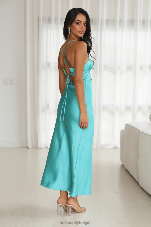 kleding Hello Molly fave passages midi-jurk groenblauw XR2L5393