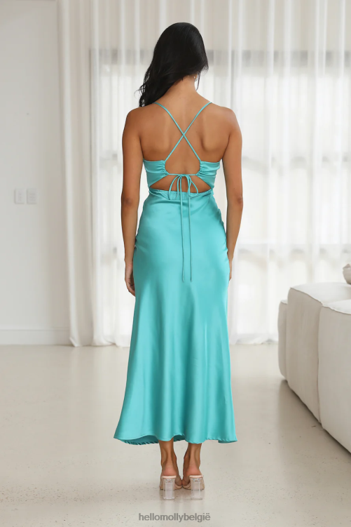 kleding Hello Molly fave passages midi-jurk groenblauw XR2L5393