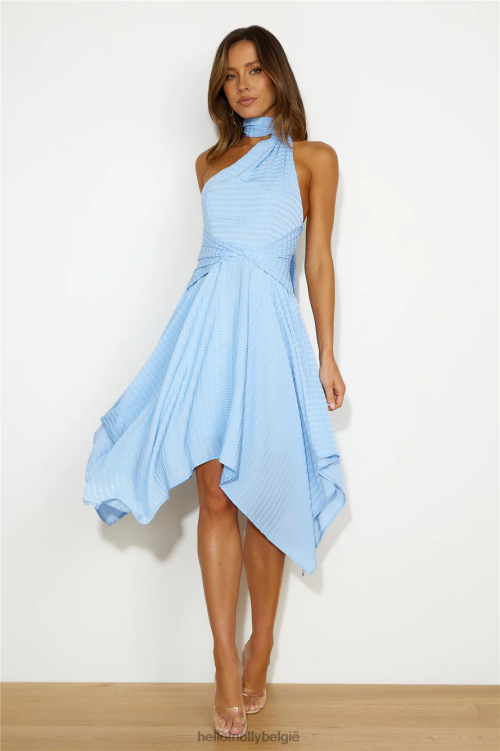 kleding Hello Molly feestelijk aanvoelende midi-jurk blauw XR2L4194