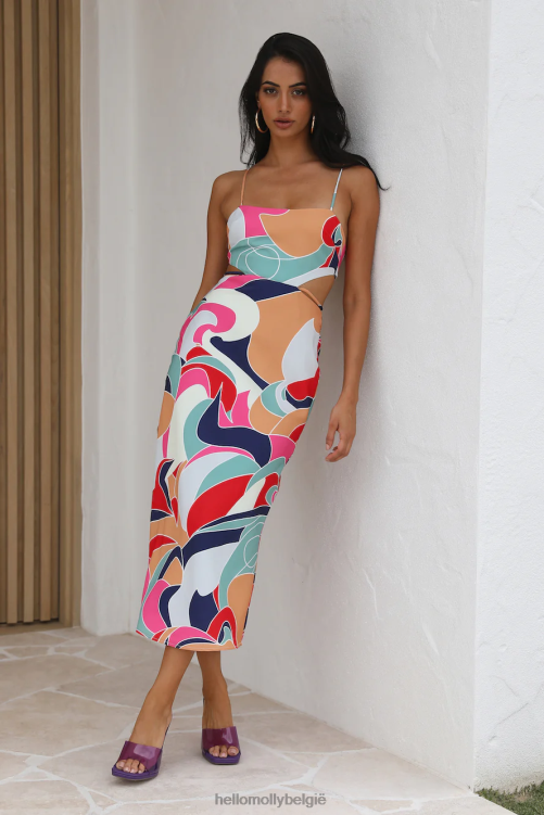 kleding Hello Molly fun in print midi-jurk roze XR2L5228