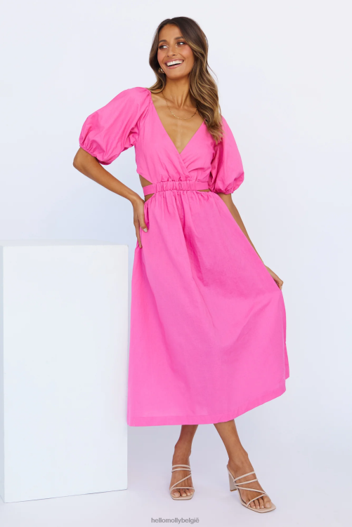 kleding Hello Molly geen tweede midi-jurk felroze XR2L5425