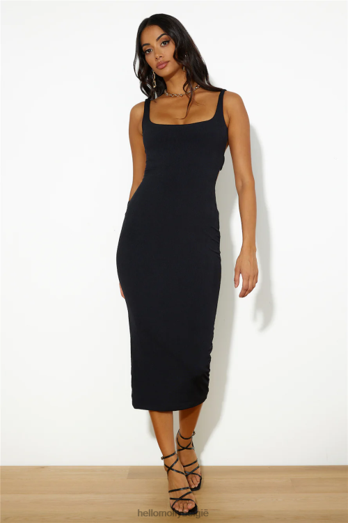 kleding Hello Molly geribbelde midi-nachtjurk voor meisjes, zwart XR2L5363