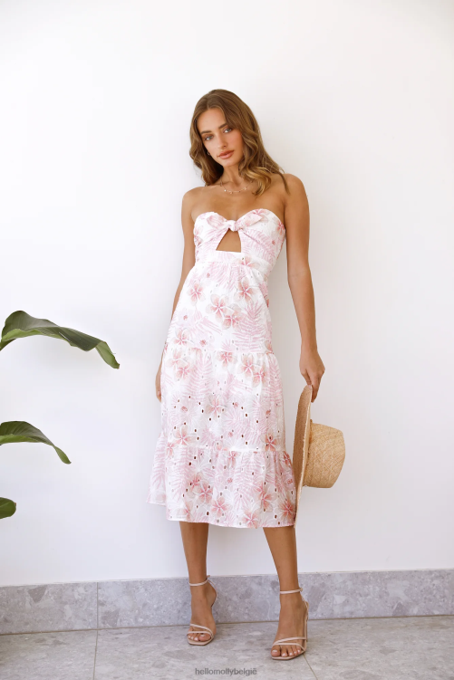 kleding Hello Molly gewijd aan de zon midi-jurk wit XR2L3677