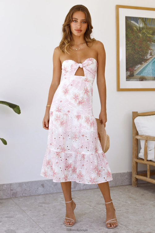 kleding Hello Molly gewijd aan de zon midi-jurk wit XR2L3677