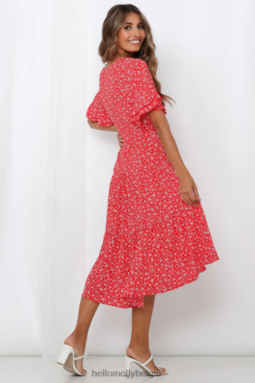 kleding Hello Molly giving me good vibes midi-jurk rood XR2L5415