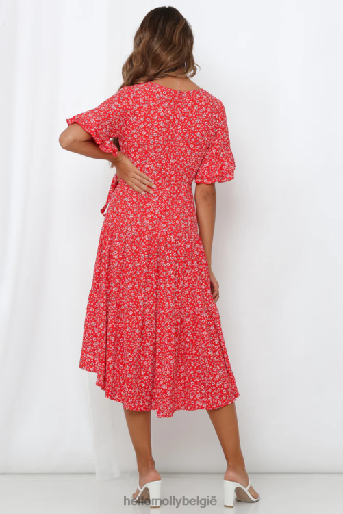 kleding Hello Molly giving me good vibes midi-jurk rood XR2L5415
