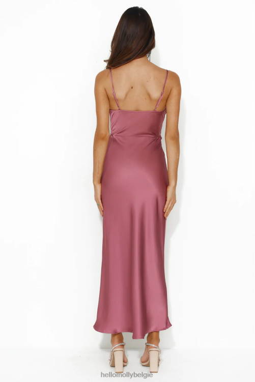 kleding Hello Molly glanzende zijden satijnen midi-jurk pruim XR2L5058