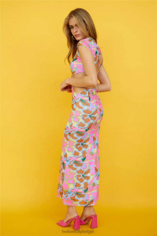 kleding Hello Molly groovy feel midi-jurk roze XR2L5109