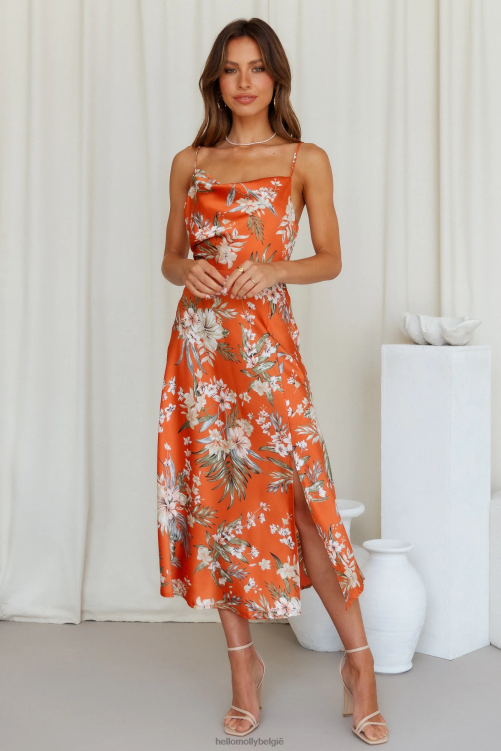 kleding Hello Molly heart in the sun midi-jurk oranje XR2L3613