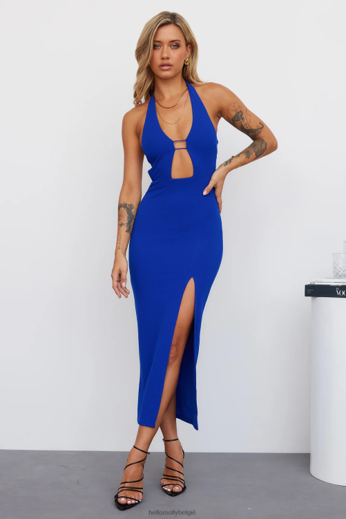 kleding Hello Molly heb de vibe midi-jurk koningsblauw XR2L3978