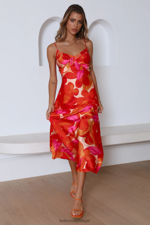 kleding Hello Molly het hebben van plezier satijnen midi-jurk rood XR2L4226