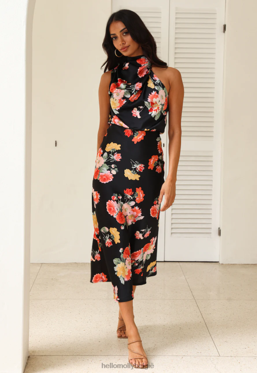 kleding Hello Molly laat de avonturen beginnen midi-jurk zwart XR2L5412