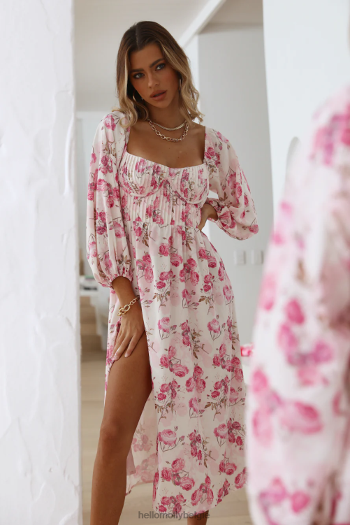 kleding Hello Molly meid die plezier heeft midi-jurk roze XR2L3620