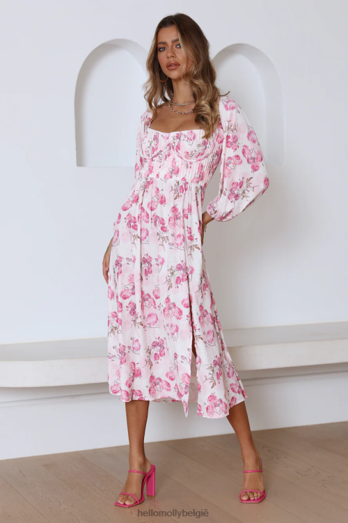 kleding Hello Molly meid die plezier heeft midi-jurk roze XR2L3620