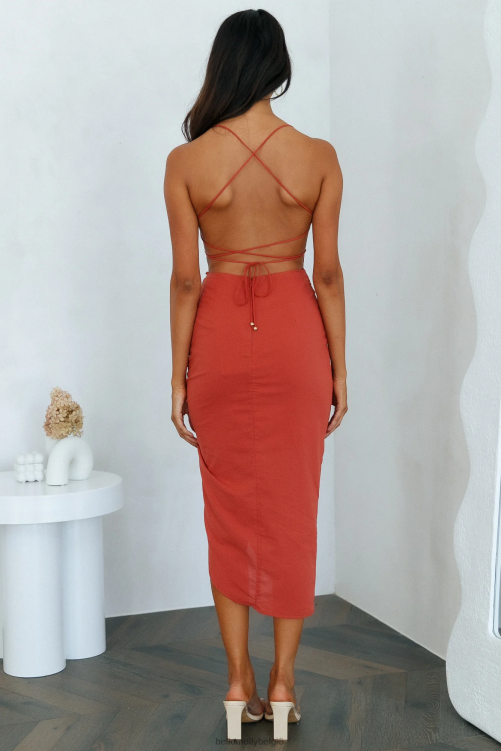 kleding Hello Molly mijn waarschuwende midi-jurk roest XR2L3667