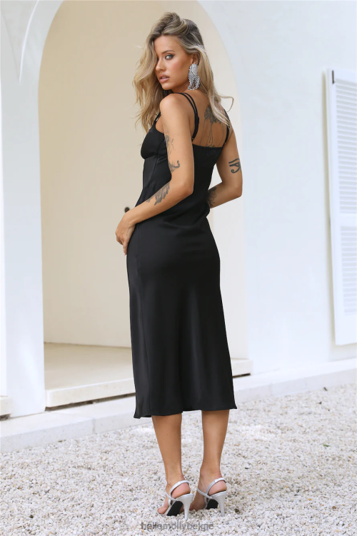 kleding Hello Molly mooie details midi-jurk zwart XR2L5195