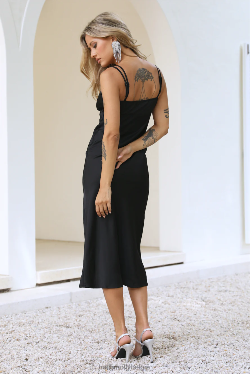 kleding Hello Molly mooie details midi-jurk zwart XR2L5195