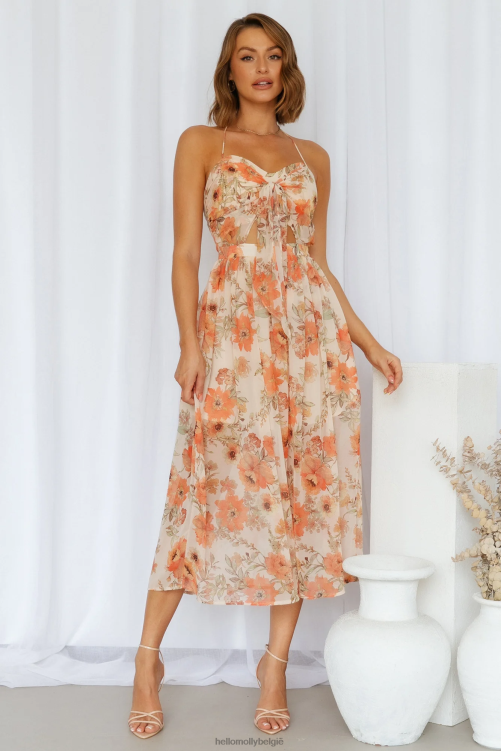 kleding Hello Molly natural lover midi-jurk beige XR2L4167