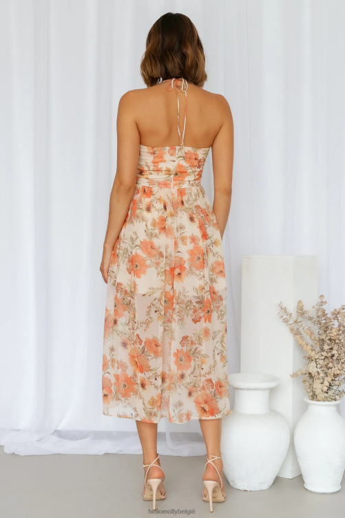 kleding Hello Molly natural lover midi-jurk beige XR2L4167