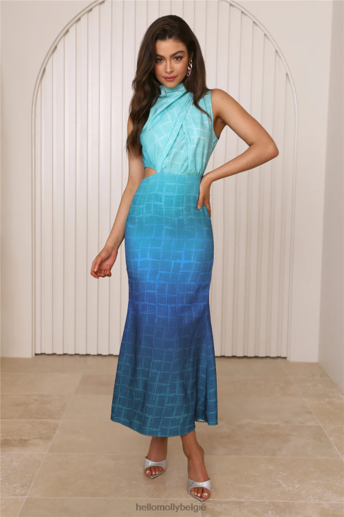 kleding Hello Molly onder de regen midi-jurk blauw XR2L5133