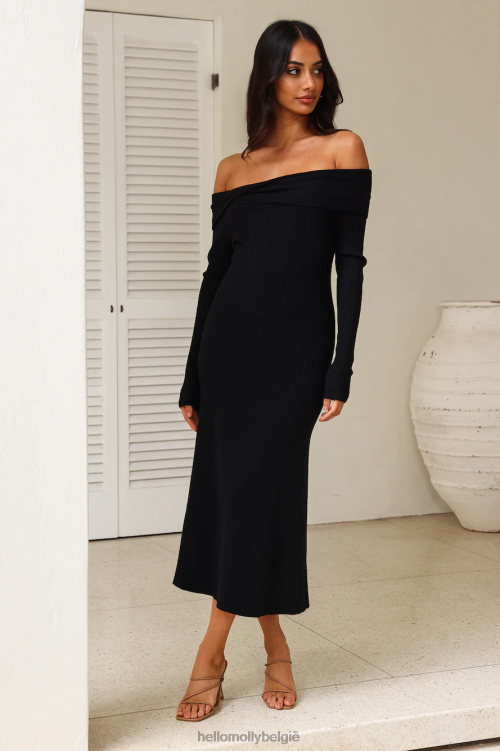 kleding Hello Molly ontvouwende avontuurlijke midi-jurk zwart XR2L5183