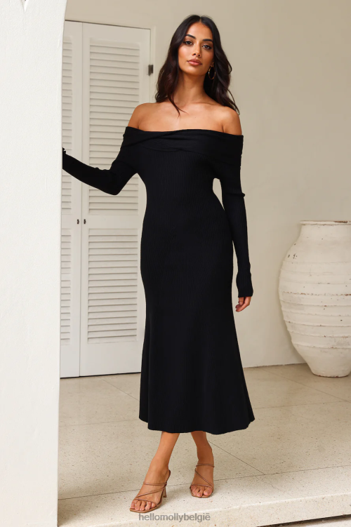 kleding Hello Molly ontvouwende avontuurlijke midi-jurk zwart XR2L5183