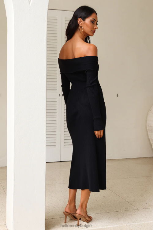 kleding Hello Molly ontvouwende avontuurlijke midi-jurk zwart XR2L5183