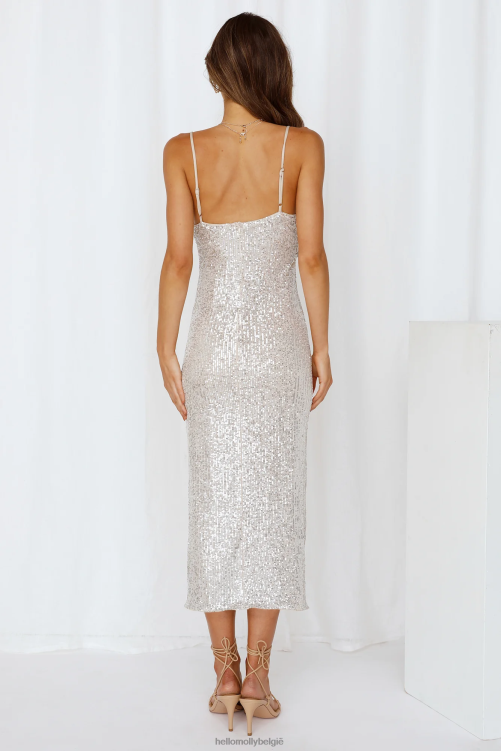 kleding Hello Molly outta my mind midi-jurk zilver XR2L3621