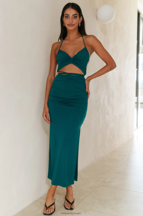 kleding Hello Molly pure bliss midi-jurk bosgroen XR2L5072