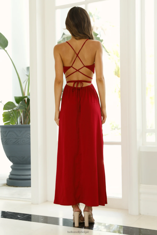 kleding Hello Molly reveal your mind midi-jurk wijn XR2L3541