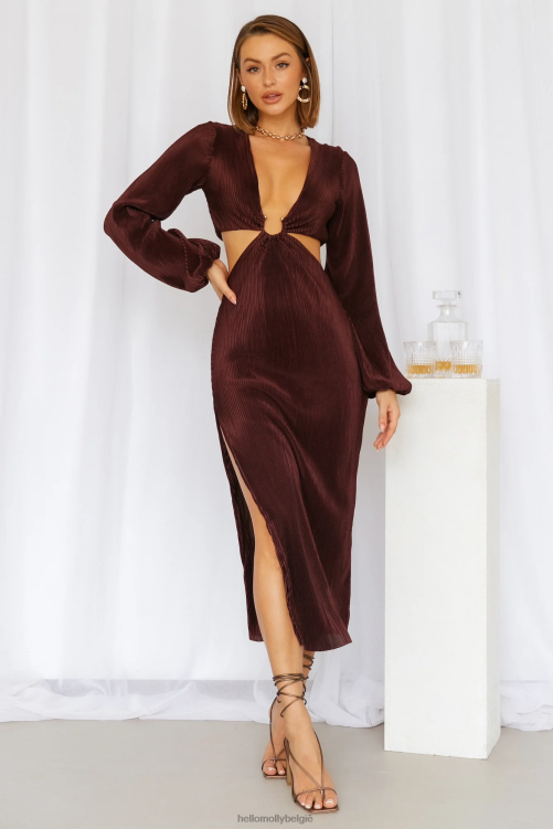 kleding Hello Molly runaway freja midi-jurk chocolade XR2L3970